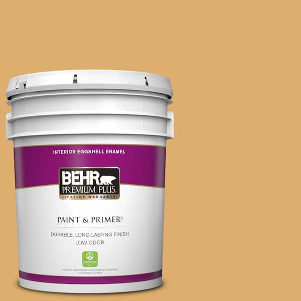 BEHR PREMIUM PLUS 5 gal. #320D-5 Sweet Maple Eggshell Enamel Low Odor Interior Paint & Primer