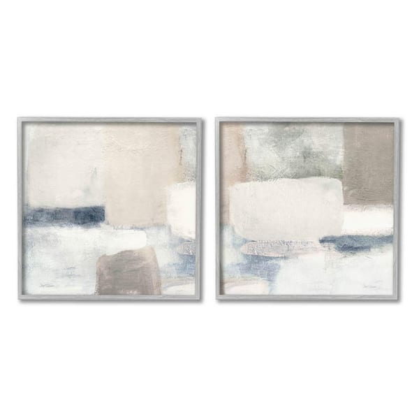 The Stupell Home Decor Collection Beige Modern Collage Shapes Design By Carol Robinson 2 Piece Framed Abstract Art Print 24 in. x 24 in.