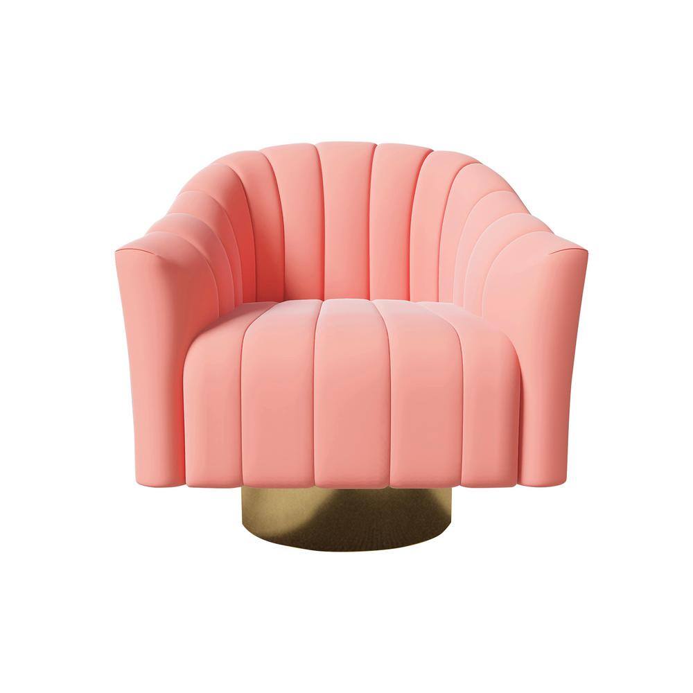 Grace 30 in. Wide Pink Tufted Velvet Swivel Barrel Chair KSAC001PK ...