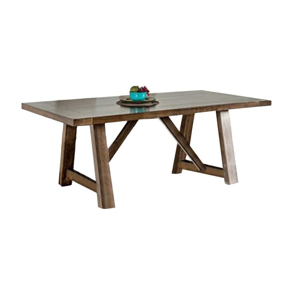 Jule 76" Brown Solid Wood Farmhouse Dining Table with Trestle Base