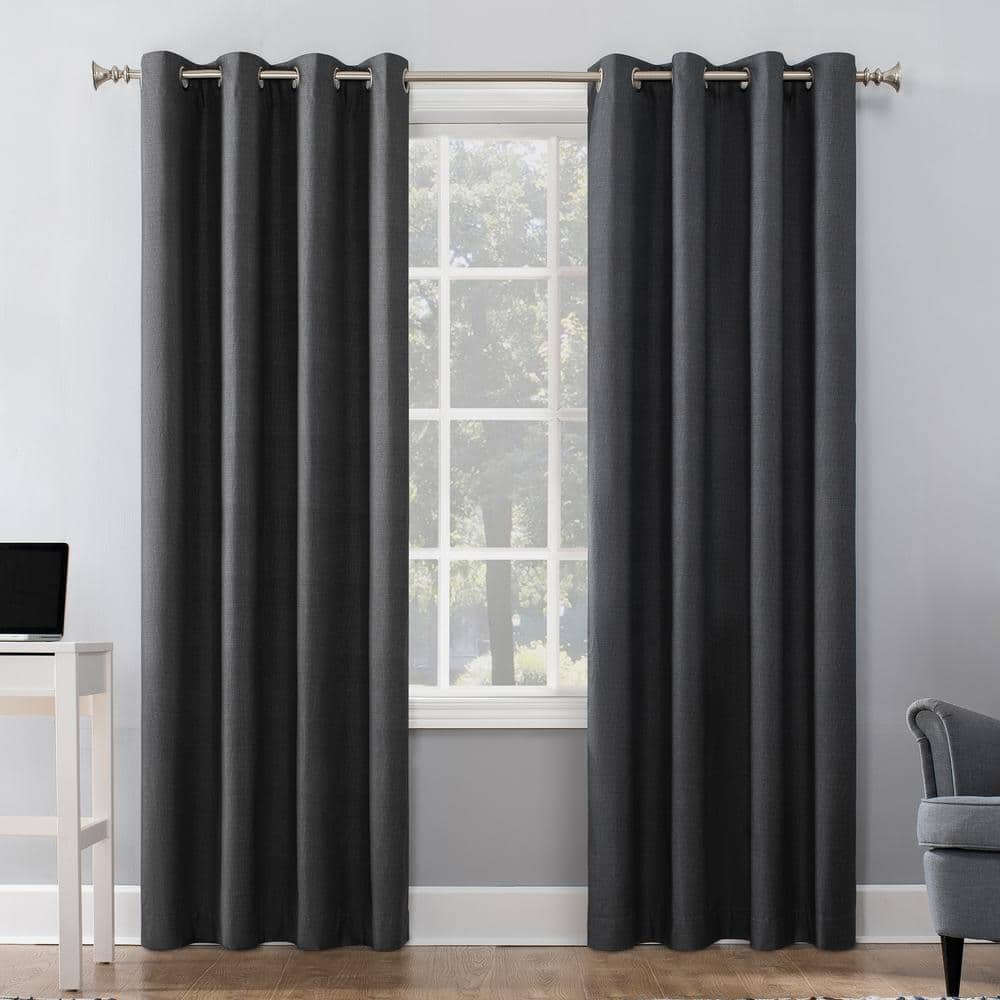 Duran Charcoal Polyester Solid 50 in. W x 95 in. L Noise Cancelling Grommet Blackout Curtain (Single Panel) price history on PriceWatchPro