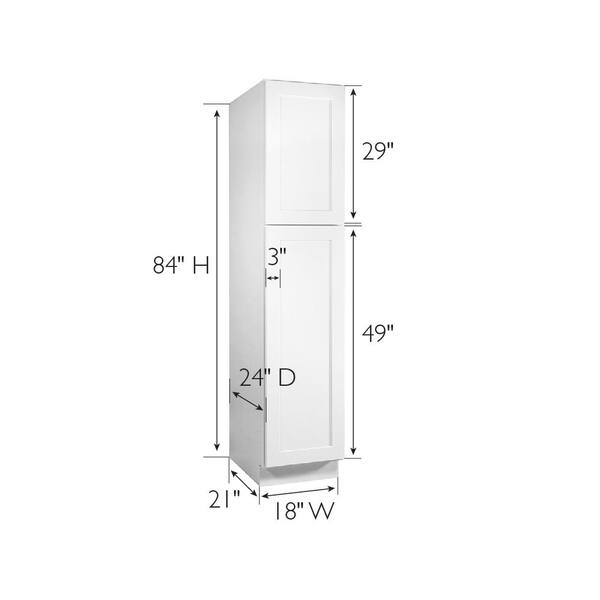 Design House Brookings Solid Wood Ready to Assemble Shaker 18 in.x 84 in.x 24 in.2Door Pantry/Utility Kitchen Cabinet UC1884 in White