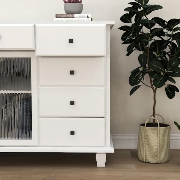 Cabinet,3 Drawer,3 Doors,Side Table,Storage Space,White - On Sale