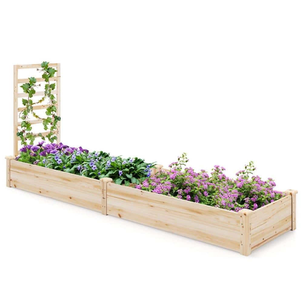 Natural Raised Garden Bed With Planter Box And Trellis For Outdoor Planting price history on PriceWatchPro