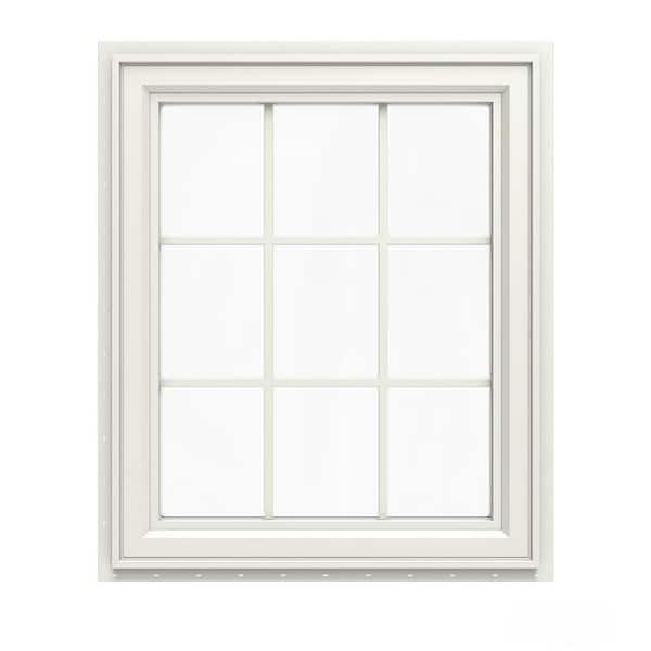 JELD-WEN 29.5 in. x 35.5 in. V-4500 Series White Vinyl Left-Handed Casement Window with Colonial Grids/Grilles