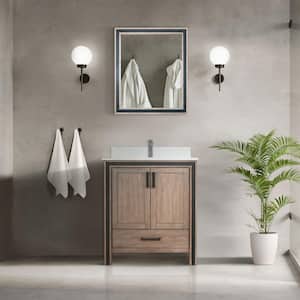 Ziva 30 in W x 22 in D Rustic Barnwood Bath Vanity, Cultured Marble Top and Faucet Set