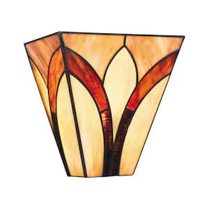 Margrave 1-Light Matte Black Wall Sconce with Tiffany Glass Shade