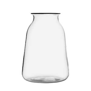 12-in Glass Milk Bottle Vase, for Use with Dried or Faux Flowers and Greenery, Clear