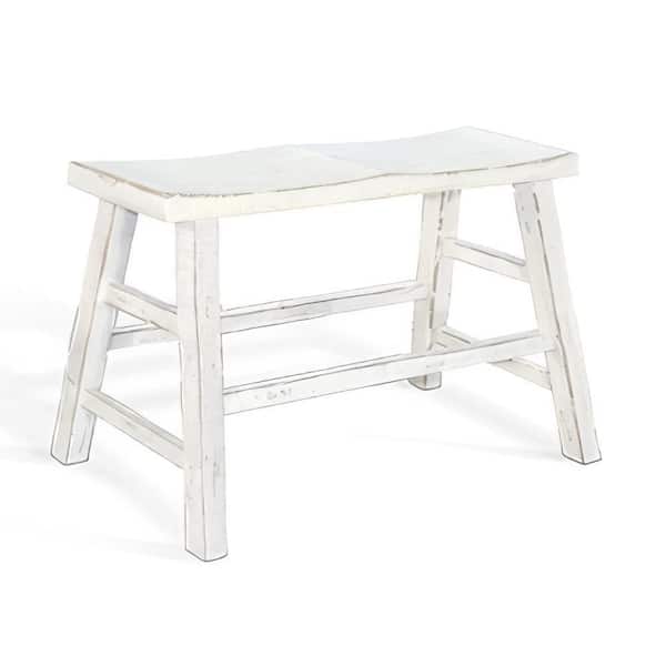 Rena White Mahogany Wood Counter Height Bench 33 in.