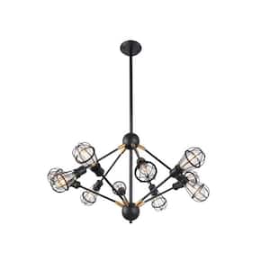 Rana 10-Light UL Certified Adjustable Pendant Multi Pivoting Arm Chandelier with 10 LED Filament Light Bulbs Included
