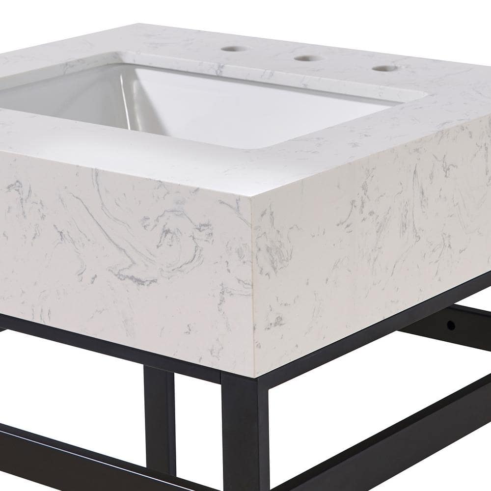 24" White Ceramic Bathroom Vanity Top with Sink
