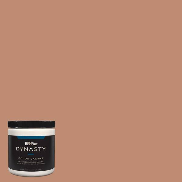 BEHR DYNASTY 8 oz. #230F-5 Suntan Glow Satin Enamel Stain-Blocking ...