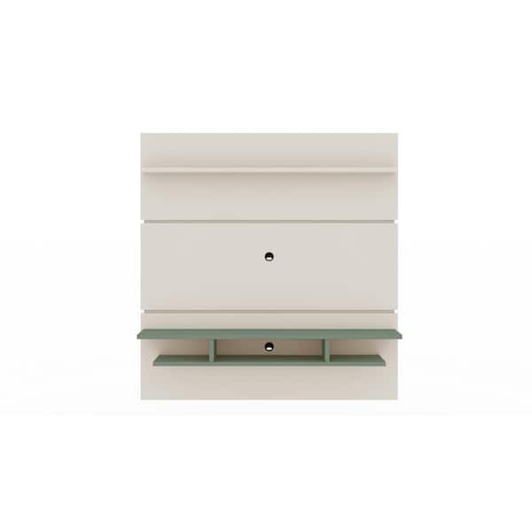 Luxor Montauk 63 in. Off-White and Green Mint Floating Entertainment Center Fits TVs Up to 60 in. with Cable Management