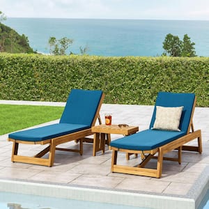 Kyoto Yellow 5-Piece Wood Patio Conversation Seating Set with Blue Cushions
