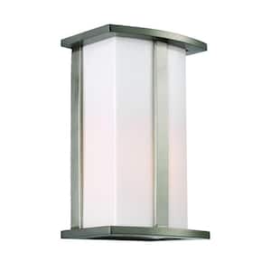 Chime 1-Light Steel Modern Outdoor Wall Light Fixture with Opal Acrylic Shade