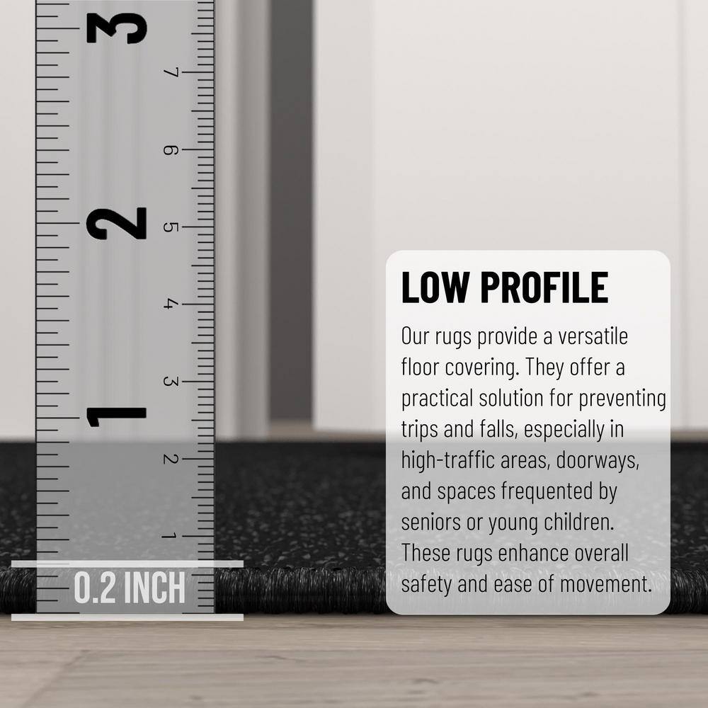 Black Synthetic Non-Slip Rectangle Area Rug