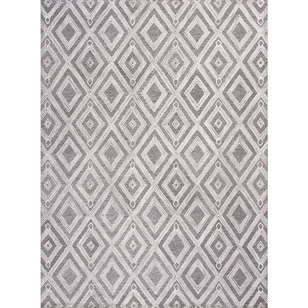 Pasargad Home Modern Silver 10 ft. x 14 ft. Geometric Bamboo Silk and Wool Area Rug -  plt-1624 10x14