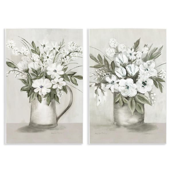 Stupell Industries Country Vases with Bouquets by Marilyn Dunlap 2 Pieces Unframed Nature Graphic Art Print 19 in. x 13 in.