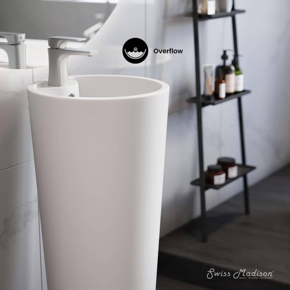 Monaco 33" Matte White Ceramic Pedestal Bathroom Sink
