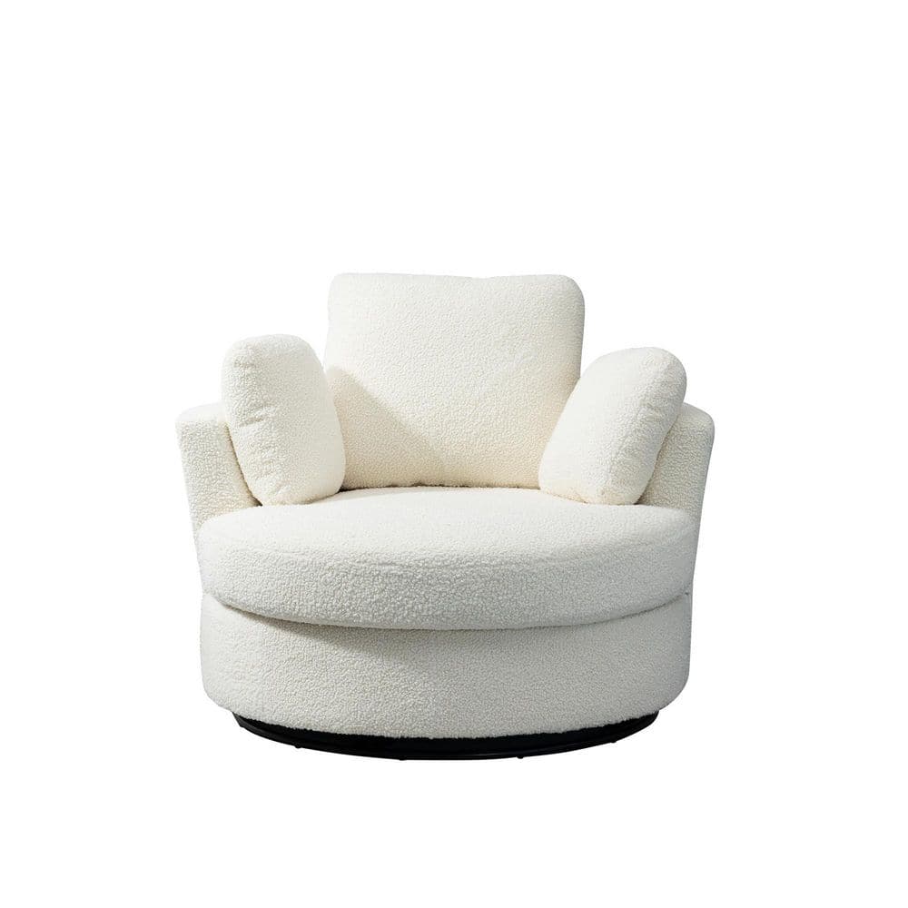 42.2 in. W Ivory Swivel Accent Bucket Chair and Half Swivel Sofa with 3
