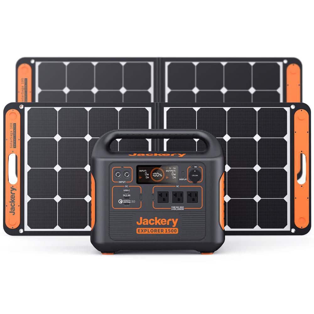 Jackery 1800-Watt Continuous/3600W Peak Solar Generator SG1500 with 2 Solar  Panels 100W Push Button Start for Outdoors 2SG-1500 - The Home Depot
