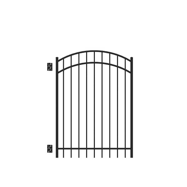 Barrette Outdoor Living Natural Reflections 4 ft. W x 5 ft. H Black Standard-Duty Aluminum Arched Pre-Assembled Fence Gate