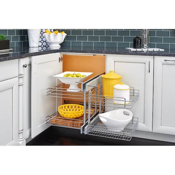 Rev A Shelf 15 In Blind Corner Pull Out Chrome 2 Tier Wire