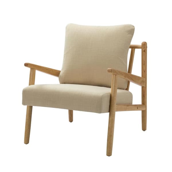 JAYDEN CREATION Isse Linen Armchair with Solid Wood Legs