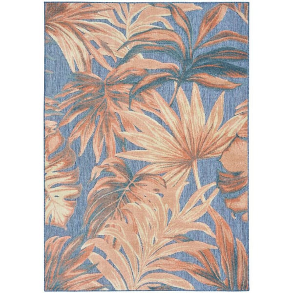 Rose Blue Rug Nourison Aloha Blue Rose 4 ft. x 6 ft. Palmette Contemporary Area Rug ...