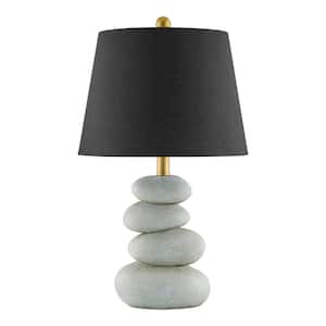 Linus 22.5 in. Gray Indoor Table Lamp with black Fabric Shade