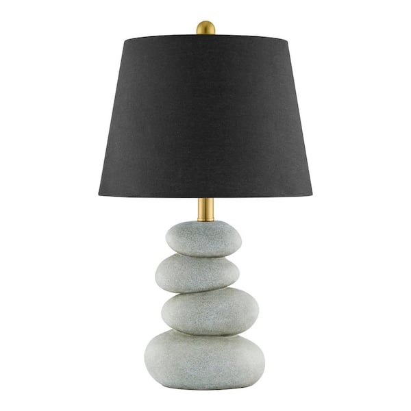 Hampton Bay Linus 22.5 in. Gray Indoor Table Lamp with black Fabric Shade