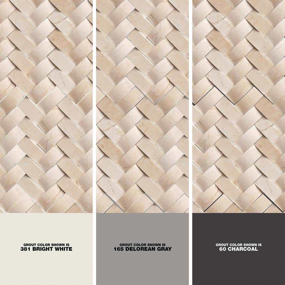 Beige Polished Marble Herringbone Mosaic Wall Tile