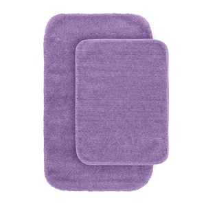 Traditional Purple 21 in. x 34 in. Washable Bathroom 2 -Piece Rug Set