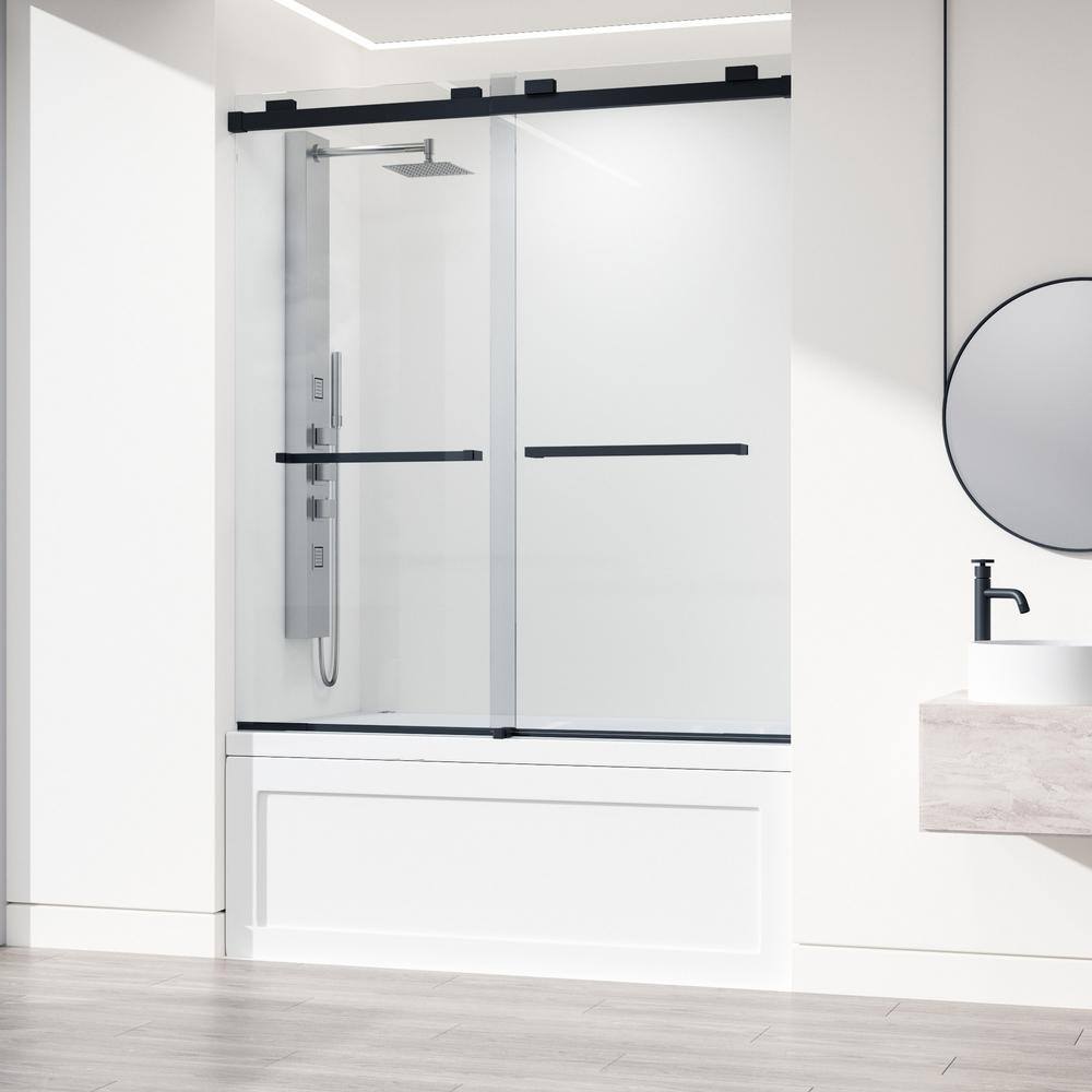 VIGO Houston 56 to 60 in. W x 66 in. H VMotion Sliding Frameless Tub