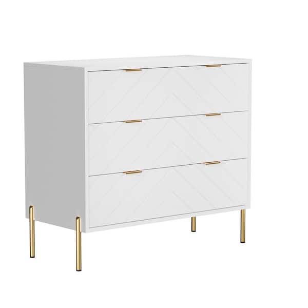 Clihome White 31.5 in. H Storage Cabinet with 3 Drawers