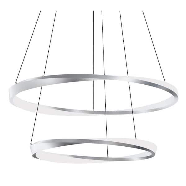 Oberon 2-Light Brushed Nickel LED Outdoor Pendant Light