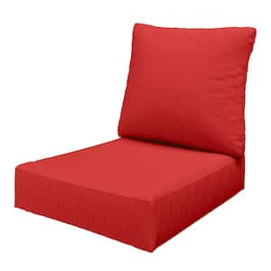 24 in. x 24 in. x 6.5 in. Outdoor Repacement Deep Seating Lounge Chair Cushion with Backrest Red