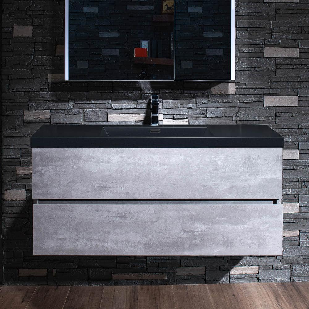 CA 47.25 in. W x 19.63 in. D x 22.5 in. H Single Sink Floating Bath Vanity in Gray with Black Quartz Top price history on PriceWatchPro