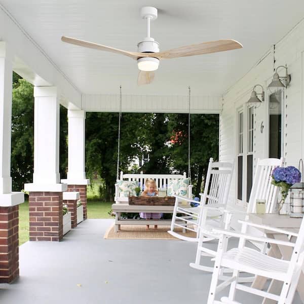 60 in. Integrated LED Indoor/Outdoor White Ceiling Fan with Light Kit and Remote Control