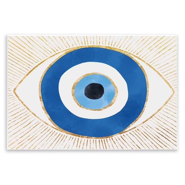 Evil Eye Shape Striped Mati Symbol by Ziwei Li Unframed Graphic Art Print Abstract 19 in. x 13 in.
