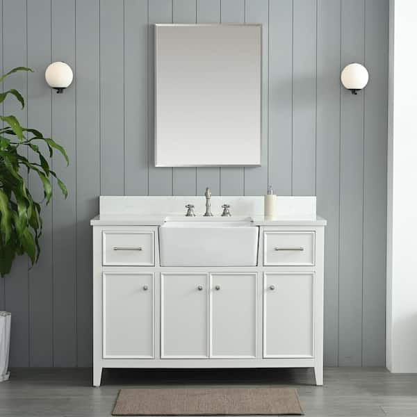 SUDIO Casey 48 in. W x 22 in. D Bath Vanity in White with Engineered ...