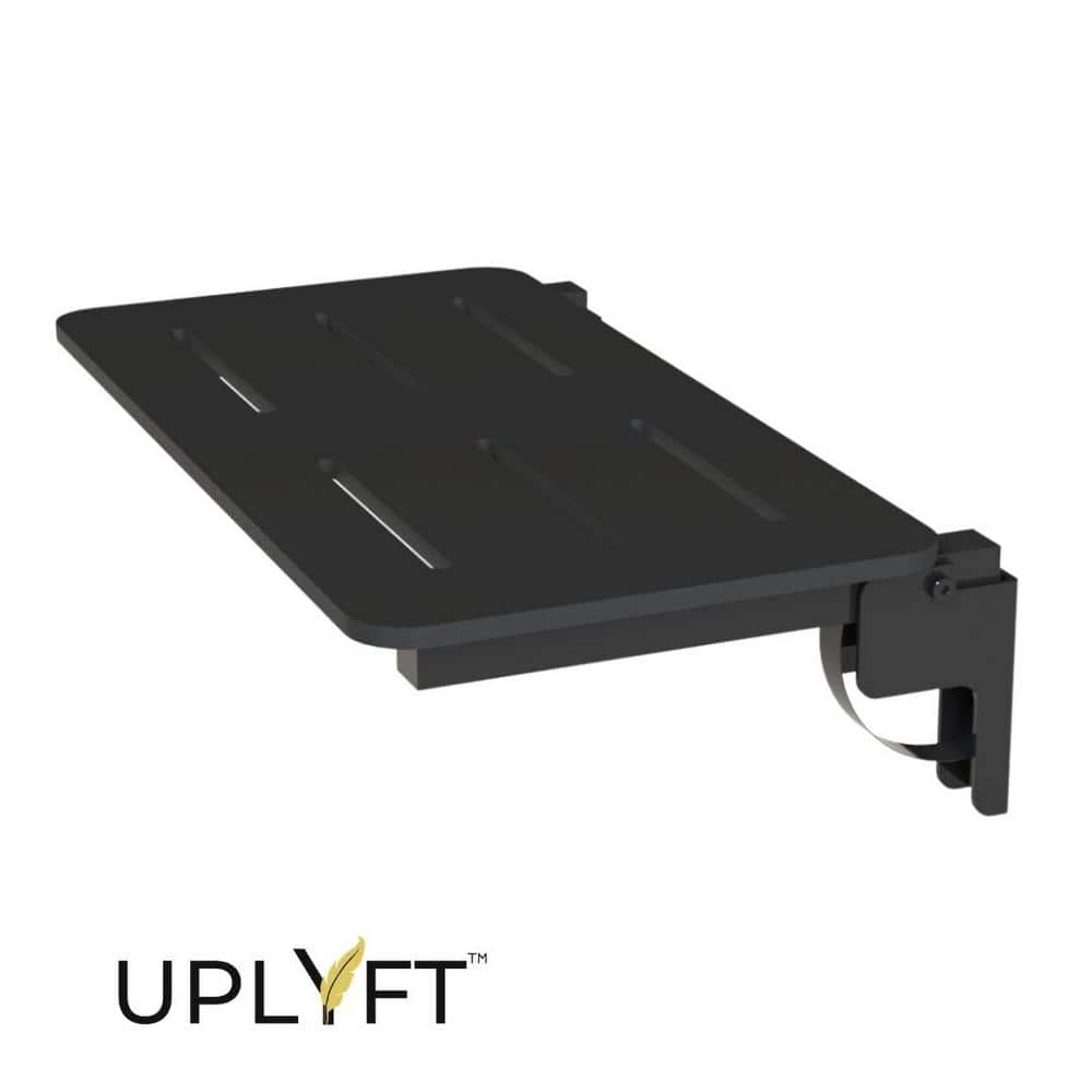 UPLYFT 26 in. Rectangle Wall Mount Folding Shower Seat with Black