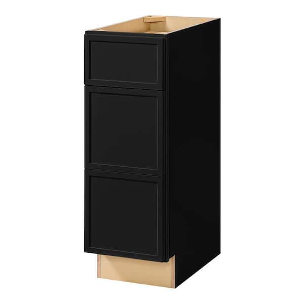 Leyton 12 in. W x 21 in. D x 34.5 in. H Ready to Assemble Plywood Slim Shaker Bath Drawer Base Cabinet in Raven Black