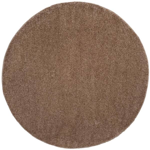SAFAVIEH Arizona Shag Taupe 7 ft. x 7 ft. Round Solid Area Rug