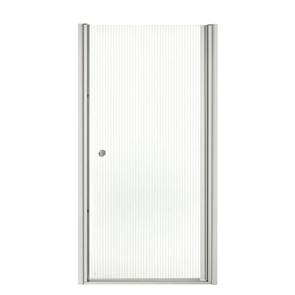 KOHLER Fluence 35-1/4 in. x 65-1/2 in. Semi-Framed Pivot Shower Door in Silver with Handle