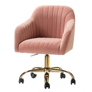 Jacinda Modern Pink Velvet Swivel and Adjustable Task Chair with Gold Base