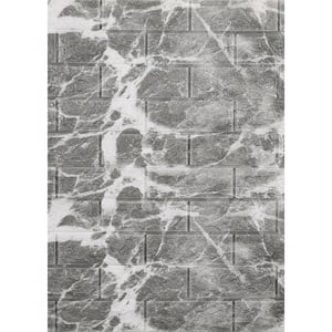 Falkirk Jura II 1/3 in. 28 in. x 30 in. Peel and Stick Grey Off White Faux Bricks Foam Decorative Wall Paneling (5-Pack)