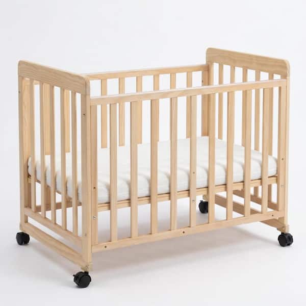 4-in-1 Natural Pine Wood 3 Heights Mini Crib w/1.97 - 2.2&quot