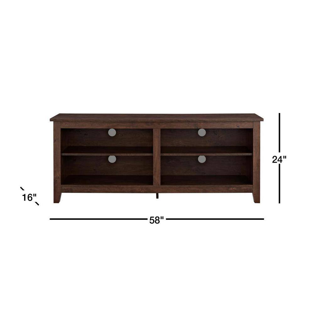Traditional Brown 58" Wood TV Media Stand with Adjustable Shelves