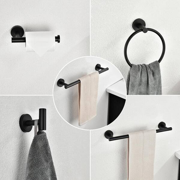 BANOLUX 36-Inch Single Towel Bar - Matte Black Stainless Steel Bathroom Towel Rack (SUS304, Wall Mounted) - View #8
